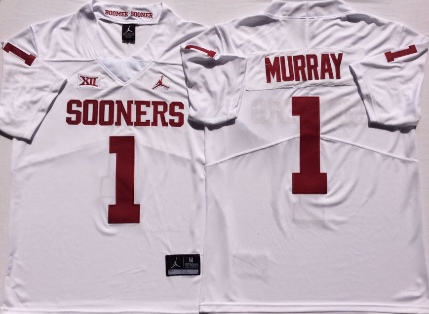 NCAA Men Oklahoma Sooners White #1 MURRAY->ncaa teams->NCAA Jersey